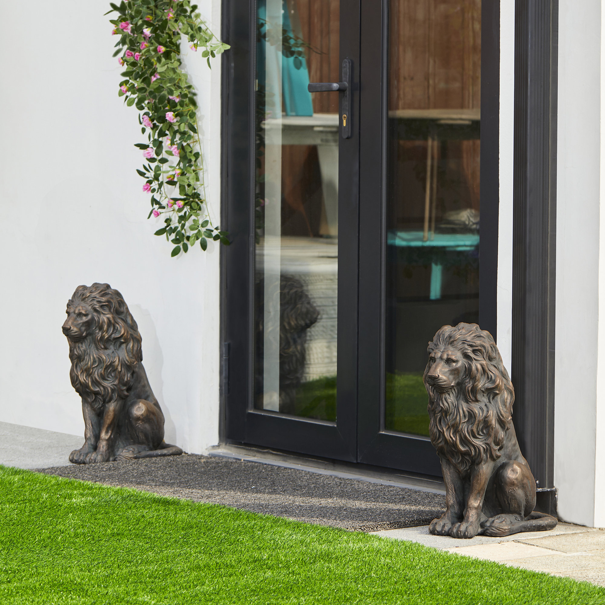 Bungalow Rose Rodjanae 2-Piece Bronze Lions Animals Magnesium